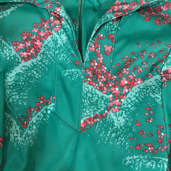 Vintage green and pink flare collar 70s dress. Size 12 perfect condition - Picture 6 of 10